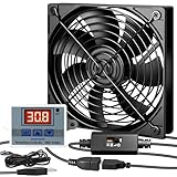 RUIZHI USB PC Lüfter 120mm 5V, Gehäuselüfter mit Digitaler Temperaturregler, Lüfter USB Dual Kugellager - 3 Einstellbare Geschwindigkeiten PC Fan CPU Kühler für PS5/Laptop/TV Box/AV Schrank/Router