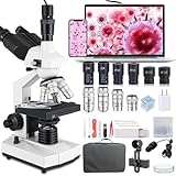 Trinokulares optisches Mikroskop, 40- bis 5000-fache Vergrößerung, wissenschaftliches Profimikroskop mit USB-Kamera und mechanischem Tisch, Mikroskop für Erwachsene