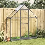 IKAYAA Gewächshaus mit Fundamentrahmen Gewächshaus Aluminium für den Garten Treibhaus Gartenhaus Winterfest Aufzucht Tomatenhaus Frühbeet und Pflanzenhaus-Anthrazit-169 x 58 x 202 cm