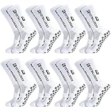 Apricitie 8 Paare Fußball Socken, Sportsocken 39-46 Anti Rutsch Grip Fussball Socken Rutschfeste Fußballsocken für Herren Damen Fussball Basketball Laufen Radfahren(Weiß(8Paar))