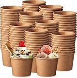 pafnisoin Eisbecher pappe 50 Stück Dessertgläser 150ml Dessertbecher papier Dessertschalen Einwegbecher Kaffeebecher Party Becher Trinkbecher (Braun)