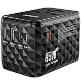 LENCENT Universal Reiseadapter 65W Schnellladung, Internationaler Reisestecker Adapter für Typ A/C/G/I(UK,EU,AU,US) Steckdosen, 2 USB-A & 3 USB-C Schnelles Aufladen für Handy, Schwarz