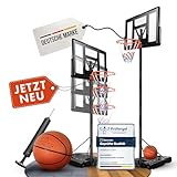 VALENESS® Basketballkorb Outdoor - [135 bis 305 cm] Höhenverstellbarer und Wetterfester Ständer - Profi Korb Mit Basketball und Pumpe für Kinder und Erwachsene