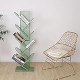 Bücherregal mit 8 Ebenen, Metall, freistehend, minimalistischer Bücherhalter für Bücher, Zeitschriften, CDs, Alben, bodenstehend, Aufbewahrung, Ausstellungsregal für Büro, Heimdekoration, Schwarz, 10