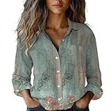 Damen-T-Shirt, langärmelig, bedruckt, Daunen-Hemd, Ärmel, grün, 3XL