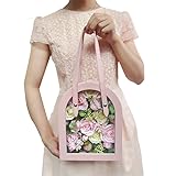 LNGO Damen-Hängetasche, künstliches Blumenarrangement, rosa PU-Geschenkbox, tragbare Verpackung