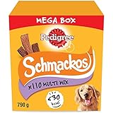 Pedigree Schmackos Multi Mix Streifen Hundesnacks Rind Geflügel & Lamm Geschmack 5 x 22 Stück