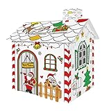 Haus Zum Bemalen Von Weihnachten - Haus Handwerk 3D Weihnachtskarton | 3D Kartonhaus | Handgemalte Handwerk Dekoration | Malerei Illuminist Spielzeug Eltern-Kind Für Kinder, Neonat