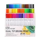 ZHAPEG Pinselstifte, 36/48/60/72/100 Farben, doppelseitig, Pinselstift-Set, Filzstift, Aquarellstift für Malbücher