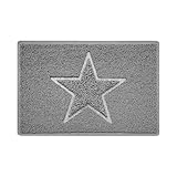 Nicoman Star Geprägt Fußmatte-(Geeignet für Innen- und Schützen Außen), Klein (60x40cm), Grau