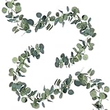 Carreuty 2 Stück Eukalyptus Girlande, 1.8m Grüne Blätter Künstliche Girlande Pflanze Eukalyptus Blätter Deko für Festliche Tafel Dekorieren Blumenschmuck Hintergrund Hochzeit
