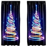 Mikrofaser-Verdunkelungsvorhänge, bunte Lichter, Weihnachtsbaum, Fenstervorhänge, 2 Stoffbahnen, 149 x 213 cm