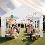 LILIIN 4x8M Pavillon Partyzelt Gartenpavillon Seitenteilen, Gartenzelt Festzelt aus Verzinkte Stahlgestänge & PE-Plane, UV-Schutz & Wasserdicht, für Party, Marktstand, Garten Outdoor Camping, Weiß