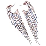 1 Paar lange Ohrringe für Frauen, baumelnde Strass-Ohrringe, Statement-Ohrringe, glitzernde Ohrringe für Frauen, baumelnde Perlenohrringe für Frauen, baumelnde Ohrringe für Frauen, Quastenohrringe