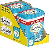 Dreamies Klassiker Katzensnacks mit Lachs – Traumhaft knusprige Taschen mit zarter Füllung – 2 x 350g