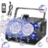 Katomi Seifenblasenmaschine mit Fernbedienung, Doppel-Blasgerät 100.000 Blasen/Min, LED-Lichter, Metallgehäuse, 1000ml Blasenlösung, Automatischer Blasenmacher für Kinder, Party & Hochzeit