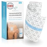 Health Press® Transparenter Folienverband - Duschpflaster Rolle (15cm x 10m) - Pflaster Wasserfest - Tattoo Folie Verband - Wundpflaster groß - Transparente wasserdichte Hautschutzauflage