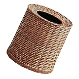 Hohopeti Runder Rattan Müllkorb ohne Deckel mit Kunststoffauskleidung Handgewebter Wäschekorb für Schlafzimmer Bad Küche Platzsparender Abfalleimer mit Natürlicher Belüftung und Stilvollem