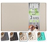 Napfunterlage für Hunde, Futtermatten für Hunde und Katzen rutschfeste Futtermatte aus Silikon - wasserdichte Unterlage mit Rand, spülmaschinenfest(M: 48×30cm, Beige)