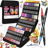 Purpledi Pinselstifte Set – Dual Brush Pen Set mit 120 Farben, Aquarell Pinselstifte & Filzstifte für Erwachsene, Mandala & Malbuch, Brush Pens für Handlettering
