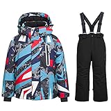 HOTIAN Skijacke für Jungen, Schneejacke, Hose, Anzüge, winddicht, wasserdicht, Wintermäntel, 56BK, 8