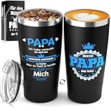 LILABIENE Thermobecher Papa Autobecher Kaffebecher Kaffee to go Thermo Isolierbecher Geschenk für Vater Vatertag Geburtstag Weihnachten 600 ML
