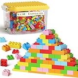 burgkidz Bausteine, 150 Farbenfrohe große Kreative Bauklötze mit Aufbewahrungsbox, die Kinder zum Bauen Anregen Zahlen und Alphabet, Konstruktionsspielzeug für Jungen Mädchen ab 3+ Jahre