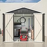 Thanaddo Metall Gerätehaus 240 x 192 x 191cm Geräteschuppen Garten Schuppen Inkl. Metallfundament (ohne Boden) mit Pultdach, Geräteschrank für Garten (Schwarz 8x6)