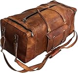 Große Leder Herren 32' Travel Weekend Travel Overnight Tragetasche Braun 32'