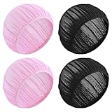 Dimeho Haarnetz zum Schlafen, 4 Stück Haarnetze Mütze Mesh Schlafhauben, Nachtschlafhaube Weiche Mesh Bonnet Schlafhaube Haarnetz (DE/NL/SE/PL, Alphanumerisch, Einheitsgröße, Schwarz+Rosa)