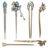 6 Stück Antike Haarnadel, Bronze Haarstab, Retro Hair Sticks, Chinesische Vintage Haarstäbchen, Damen Elegant Haarstab für Dekoratives Haar Feste Frisur