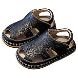 Sommer Baby Sandalen 0 3 Jahre alt Junge Kleinkind Schuhe Weiche Sohle Baby Mädchen Leder Atmungsaktiv Strandschuhe Kinder Pool Schuhe Kleinkind, Schwarz , 7 UK Child 3X-Narrow