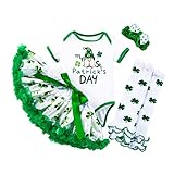 Generisch 2026 Neugeborenes Baby Mädchen Jungen Drucken St. Patric.k's Day Kurzarm Strampler Bodysuit Stirnbänder Röcke Socken Set Kleidung (B, 3-6 Months)