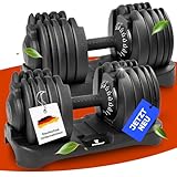 Verstellbare Kurzhantel Set 2x24kg | 12kg |18kg | 24kg | 40kg | 15 Gewichtseinstellungen | Hantelset 2x24kg | Verstellbare Hantel | einstellbar und platzsparend [FIX LOCK] Hantel verstellbar
