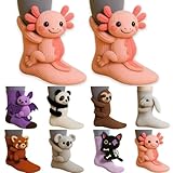 unilarinna 3D-Stricksocken Mit Tieren, Handgehäkelte Tiersocken, Doppellagige Baumwolle, Warme Umarmung Halloween Kuschelsocken Kuschelsocken Herren Weihnachten Mädchen Warme Lang Männer Damen Socken