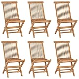 IBUQDDV Klappbare Gartenstühle aus Massivholz Teak 6 STK. - Wetterbeständige Faltstühle für Terrasse und Balkon mit Komfort und Langlebigkeit