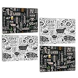 4er Set Vintage Tischset Platzsets abwaschbar mit Essen Menu - Burger Platzdeckchen Rutschfest - Pizza Tischunterlage Wetterfest waschbar Plastik Tischsets für Restaurant Bar Küche - DIN A3 (SET DA 2)