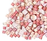 200g Kristall-Mosaik-Glasfliesen, Irregulär Bunte Kleine Mosaiksteine Glasstücke zum Basteln, Haus Deko(Rosa)