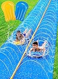 Sloosh Riesige Wasserrutsche, 30ft x 6ft/914,4 x 182,8 cm, Rasen-Wasserrutsche mit eingebautem Sprinkler und 2 aufblasbaren Rutschbrettern für Sommerpartys, Garten, Rasen und Außen-Wasserspiele