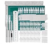 106 Stück Carving Craft Messer Set, Skalpell mit 100 Ersatzklingen Bastelmesser Skalpell Set Cuttermesser Skalpell Set mit A5 Schneidematte Cutter, für DIY Art Work Cutting