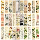 30 Stück ästhetische Lesezeichen für Buchliebhaber, Papier-Lesezeichen Vintage-Stil Buch-Accessoires natürlichen Stil Buchmarken niedliche Lesezeichen Pack Schmetterling Blume Pflanze Lesezeichen
