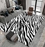 Generic Modern Design Teppich Wohnzimmer Teppich 100 x 200 cm Zebra Gestreiftes Tier 3D-Muster Rutschfest Weich Polyester