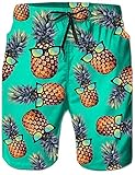 Loveternal Outdoor Shorts Herren Strand Shorts 3D Ananas Gedruckt Board Shorts Schnell Trocknend Badeshorts Blau XL