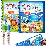 Canollo 2 Stück Wassermalbuch mit 2 Stück Wasserstifte für Kinder, Wiederverwendbar Aqua Doodle Baby Malbuch, Water Wwow Malbuch, Wassermalbuch ab 2 Jahr, Magic Water Book Für Kinder Geschenke