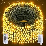 Auriostar Lichterkette Außen Weihnachtsbaum 20m - 200LED Lichterkette Outdoor Innen Strom 8 Modi mit Fernbedienung Timer, Wasserdicht IP44 Lichterkette Weihnachtsbeleuchtung für Party Garten Balkon