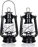 Stalllaterne: Nostalgische Petroleum-Sturmlaterne mit Glaskolben, Black 24 cm Stalllaterne Petroleum, Sturmlampen, feuerfest (2pcs Black)