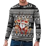 Générique Weihnachts-Sweatshirt, Herren, Weihnachtsoberteil, Basic, Pullover, Fleecepullover, Weihnachtspullover, Rollkragen, Weihnachtspullover, Le Noir-3, M