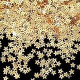 Aufnäher Sterne Konfetti Stern-Pailletten zum Aufnähen Gold Tischdeko Geburtstag Deko Streusterne Glitzersterne Gold Stern Streudeko Weihnachten Tischdeko mit Löchern Schmuck Heimdekoration