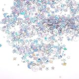 ENLACE Konfetti Geburtstag Deko,2000 Stück Glitzer Konfetti Pailletten Streudeko Geburtstag,Sterne Mond Confetti Silber Hochzeit Deko,Streudeko Tischdeko für Jubiläen,Partys,EID,Hochzeit,DIY