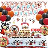 RANJIMA 200 Stück Bing Geburtstag Dekoration Set, Bing Partygeschirr Geburtstag Deko, Bing Decorations Geburtstag Dekoration Set, Weihnachten Deko Kindergeburtstag Mottoparty Tischdeko Partyzubehör